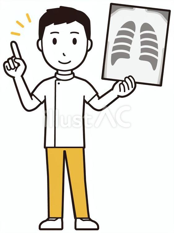  理学療法士男(黄)-020-全身 検査,理学療法士,整体師のイラスト素材