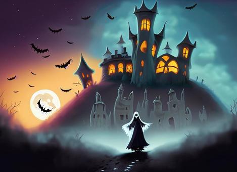 Illustration, halloween, midnight, ghost, 