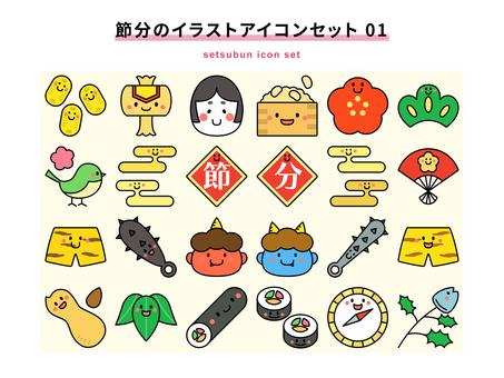 Illustration, spring, setsubun, oval, 
