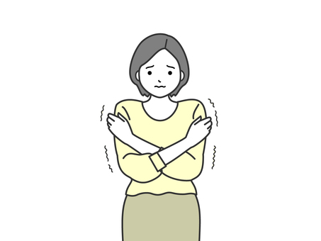 震える女性 震える,悪寒,寒い,女性,体調不良,寒気,凍える,冷え,身震い,緊張のイラスト素材