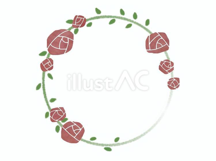 赤い薔薇の円形フレーム 薔薇,赤,フレームのイラスト素材