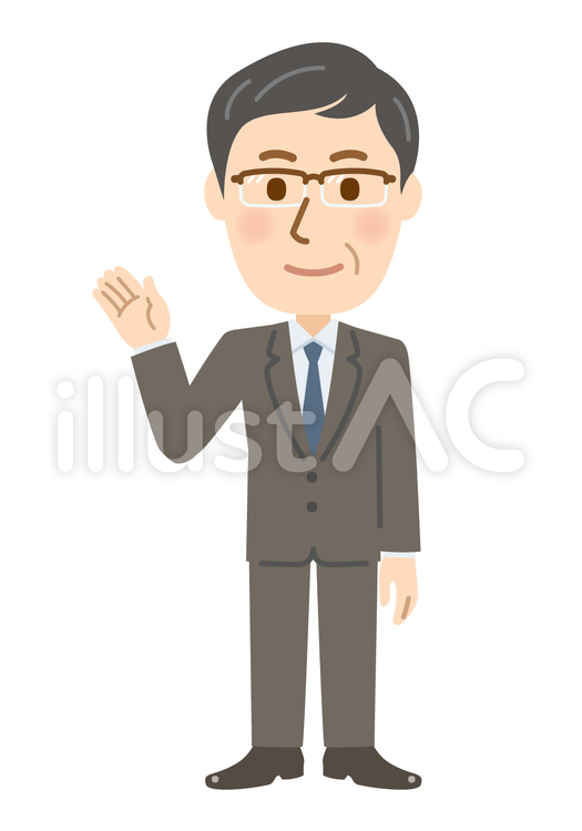 中年会社員男性ご案内 会社員,ビジネスマン,サラリーマンのイラスト素材