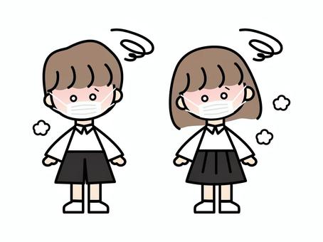 Children with heat stroke wearing masks, JPG, PNG and AI Children with heat stroke wearing masks, heatstroke, mask, children, JPG, PNG and AI