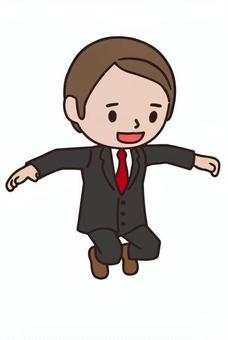 飛んで楽しむ人 飛んで楽しむ人 ジャンプ,喜び,成長,飛び越え,男性,スーツ,ビジネス,会社員のイラスト素材