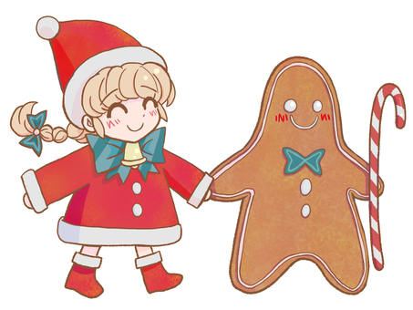 女の子サンタとジンジャークッキー クリスマス,女の子サンタ,ジンジャークッキーのイラスト素材