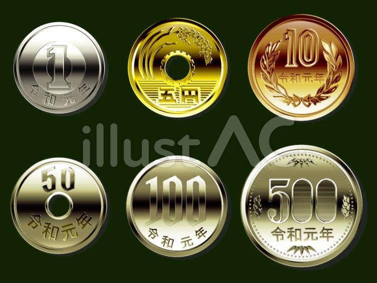 硬貨coin001all 硬貨,お金,消費税のイラスト素材
