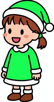 緑のサンタコスの女の子です。