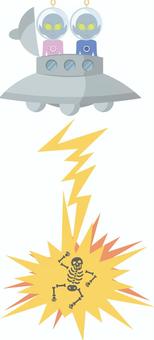 宇宙人の攻撃 宇宙人,異星人,攻撃,ufo,未確認飛行物体,ほねのイラスト素材