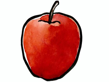 筆ペンで描いた赤りんご　水彩 りんご,林檎,赤,秋,果物,フルーツ,おやつ,甘い,デザート,果実のイラスト素材