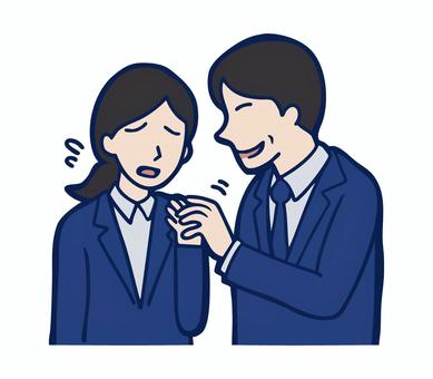 セクハラを受ける女性と男性社員 セクハラ,パワハラ,モラハラ,上司,部下,同僚,職場,いじめ,会社,女性のイラスト素材