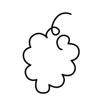 一筆書きのブドウアイコン_線画 ブドウ,アイコン,かわいい,線画,一筆書き,手書き,手描き,黒,フルーツ,食べ物のイラスト素材