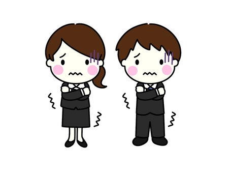 寒い　震える　会社員 寒い,震える,寒がる,悪寒,体調不良,会社員,スーツ,女性,男性,男女のイラスト素材