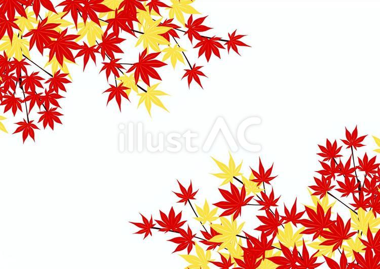 対角配置のもみじ 紅葉,楓,和風のイラスト素材