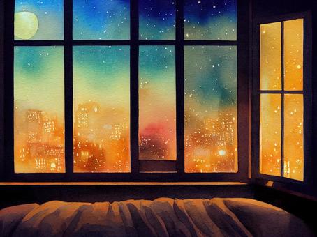 Fantastic bedroom background illustration, , JPG