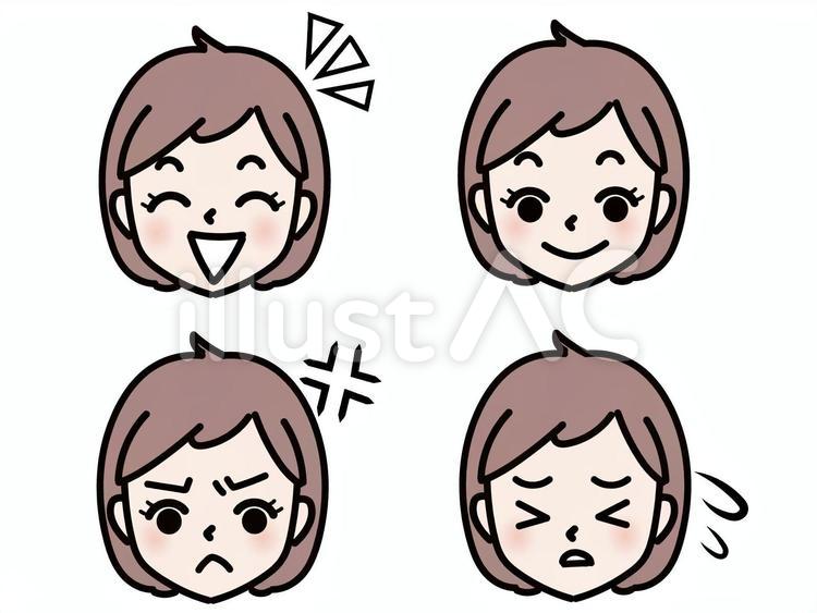 いろいろな表情の女の子 子供,子ども,女の子のイラスト素材