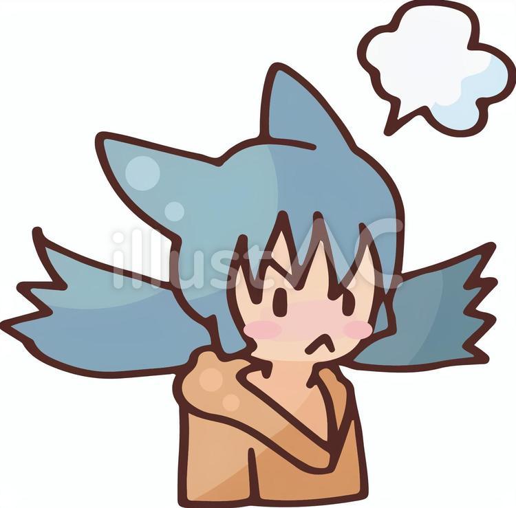 怒る、ケモ耳少女の機嫌を損ねる 怒る,不機嫌,ファンタジーのイラスト素材