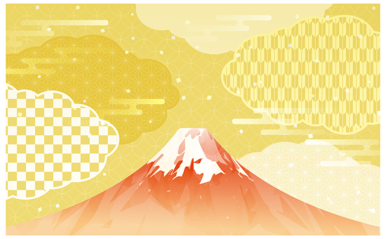 富士山と黄金色の和風背景 背景,正月,年賀状,新春,富士山,セール,キャンペーン,リアル,デフォルメ,和風のイラスト素材