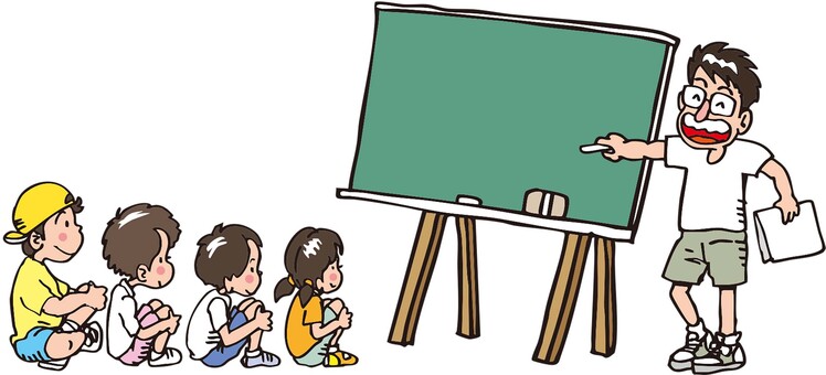 野外教室001 野外教室,小学生,黒板,授業,子供たちのイラスト素材