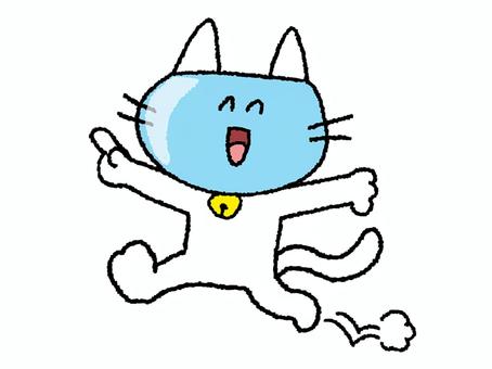 移動するAIロボット猫 猫,移動,笑顔,指差し,可愛い,リアクション,お知らせ用,宣伝用,pop調,手描きのイラスト素材