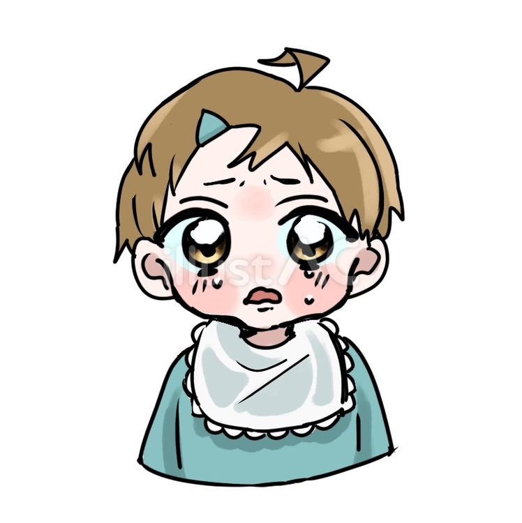 うるうる赤ちゃん 赤ちゃん,泣き顔,ヘアピンのイラスト素材