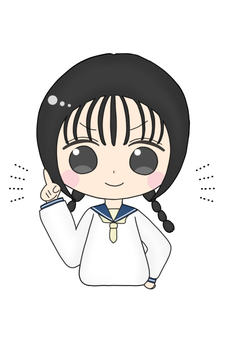 人差し指を立てる制服姿の女の子のイラスト 女の子,学生,セーラー服,制服,解説,オススメ,ドヤ顔のイラスト素材