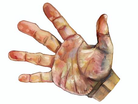 パー　手のひら　手のイラスト 手,パー,手のひら,指,人体,じゃんけん,開き手,ハンドサイン,油彩,油絵のイラスト素材
