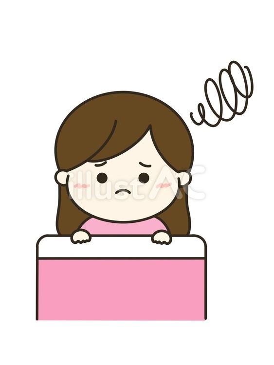 眠れなくてもやもやする女の子のイラスト 不眠,眠らない,もやもやのイラスト素材