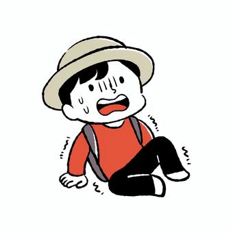 尻餅をついて驚いている人物 尻餅をついて驚いている人物 尻餅,驚く,驚愕,怖い,震える,助けて,ヘルプ,絶体絶命,冷や汗,屋外のイラスト素材