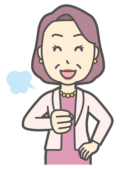  お金持ちマダム-134-バスト おばさん,自信,中年,女性,富裕層,マダム,裕福,お金持ち,ミセス,おばちゃんのイラスト素材