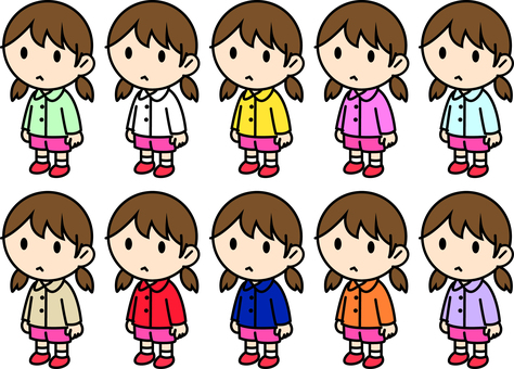 女の子です。 女の子,シンプル,全身,立ち絵,正面,ポップ,小さい,幼児のイラスト素材