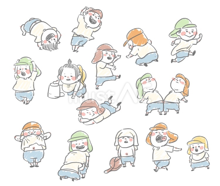 はしゃぐ園児達 保育園児,全身,複数人のイラスト素材