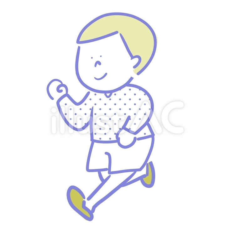 走る男の子(青と黄) 走る,男の子,人物のイラスト素材