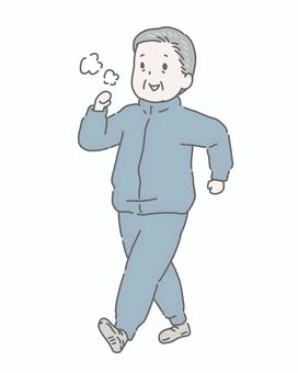 ウォーキングするおじいさん ウォーキング,シニア,高齢者,男性,健康,運動,散歩,体力づくり,ジャージ,元気のイラスト素材