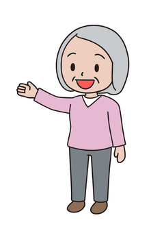 案内する老婆