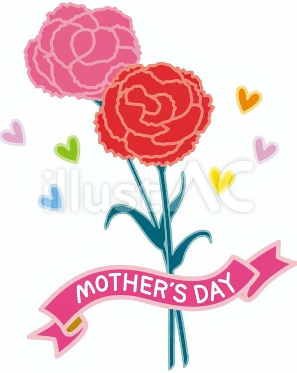 MOTHERS DAY 母の日,カーネーション,花のイラスト素材