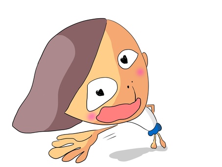 おーい　おかっぱ 呼ぶ,手,つっこみ,女の子,小学生のイラスト素材