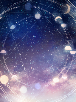 月の満ち欠け、星界の領域【7】 スピリチュアル,月,星,夜,空,神秘的,縦長,背景,幻想的,ファンタジーのイラスト素材