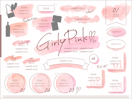 Watercolor layout_girly pink 2, màu nước, màu hồng, khung, JPG, PNG và AI