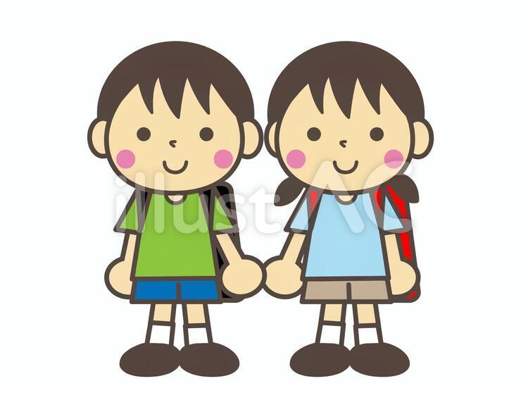 小学生 小学生,ランドセル,仲良しのイラスト素材