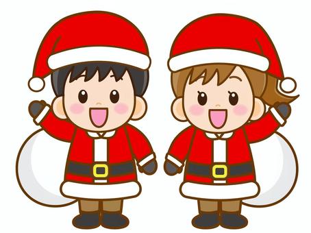 サンタの格好をした小学生のイラスト素材 サンタの格好をした小学生のイラスト素材 小学生,こども,クリスマス,サンタクロース,人物,男の子,女の子,男女,学生,冬のイラスト素材