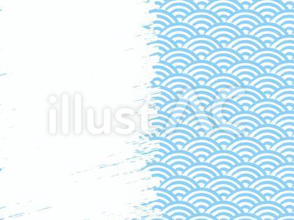 筆書き青海波塗りつぶし背景:右:水色×白
