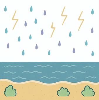 海辺での雷