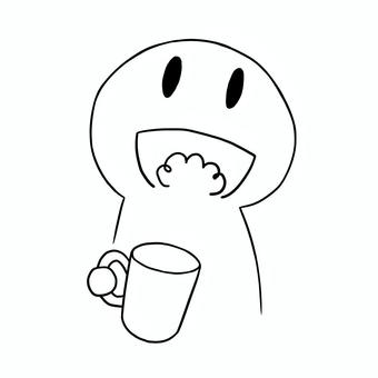 うがいをする人（笑顔） うがい,棒人間,ゆるい,手描き,シンプルのイラスト素材