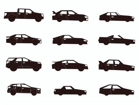 車のシルエットイラストセット 車,セット,自動車,シルエット,乗用車のイラスト素材