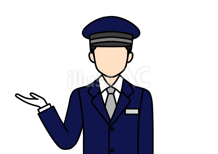 案内・誘導をしている駅員・乗務員の男性 乗務員,男性,案内のイラスト素材