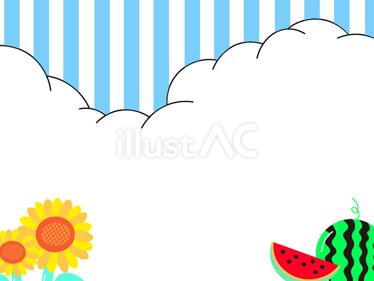 夏のイラスト　青空と雲　背景フレーム 夏,青空,背景のイラスト素材