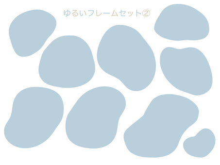 シンプル　ゆるいフレームセット②（青） フレーム,枠,囲い枠,飾り枠,丸,楕円,手書き,手描き,ブルー,青のイラスト素材