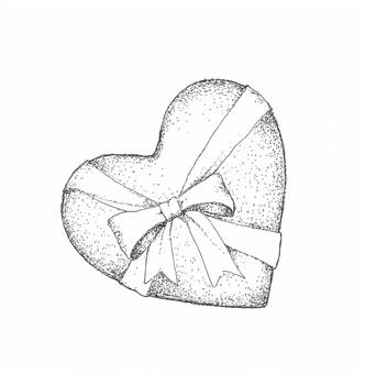 Hand-drawn illustration material of heart-shaped present, gift, heart, valentine, JPG and PNG