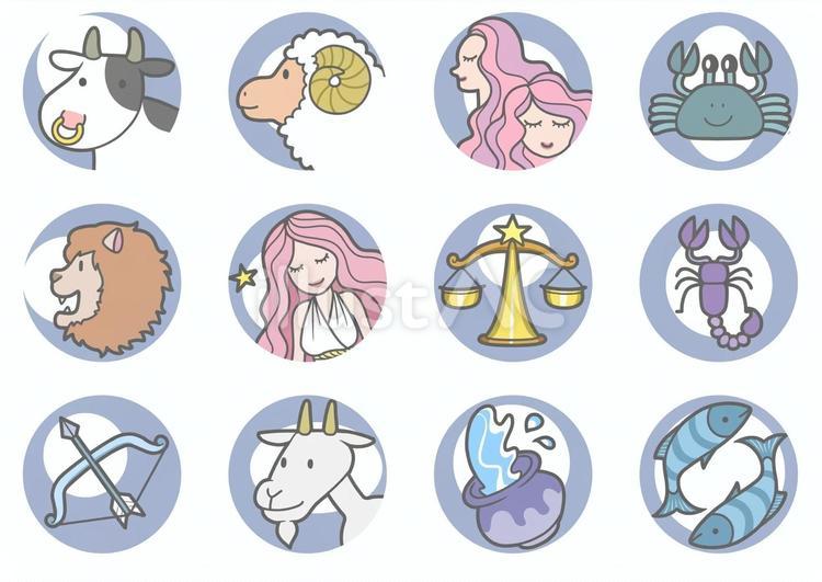 12星座の各イメージイラスト 星座,シンボル,マークのイラスト素材