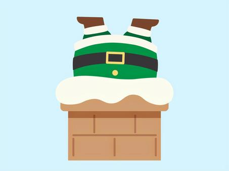 煙突に入るサンタ/緑 煙突に入るサンタ/緑 サンタ,煙突,かわいい,ベクター,クリスマス,行事,冬,12月,ワンポイント,挿絵のイラスト素材